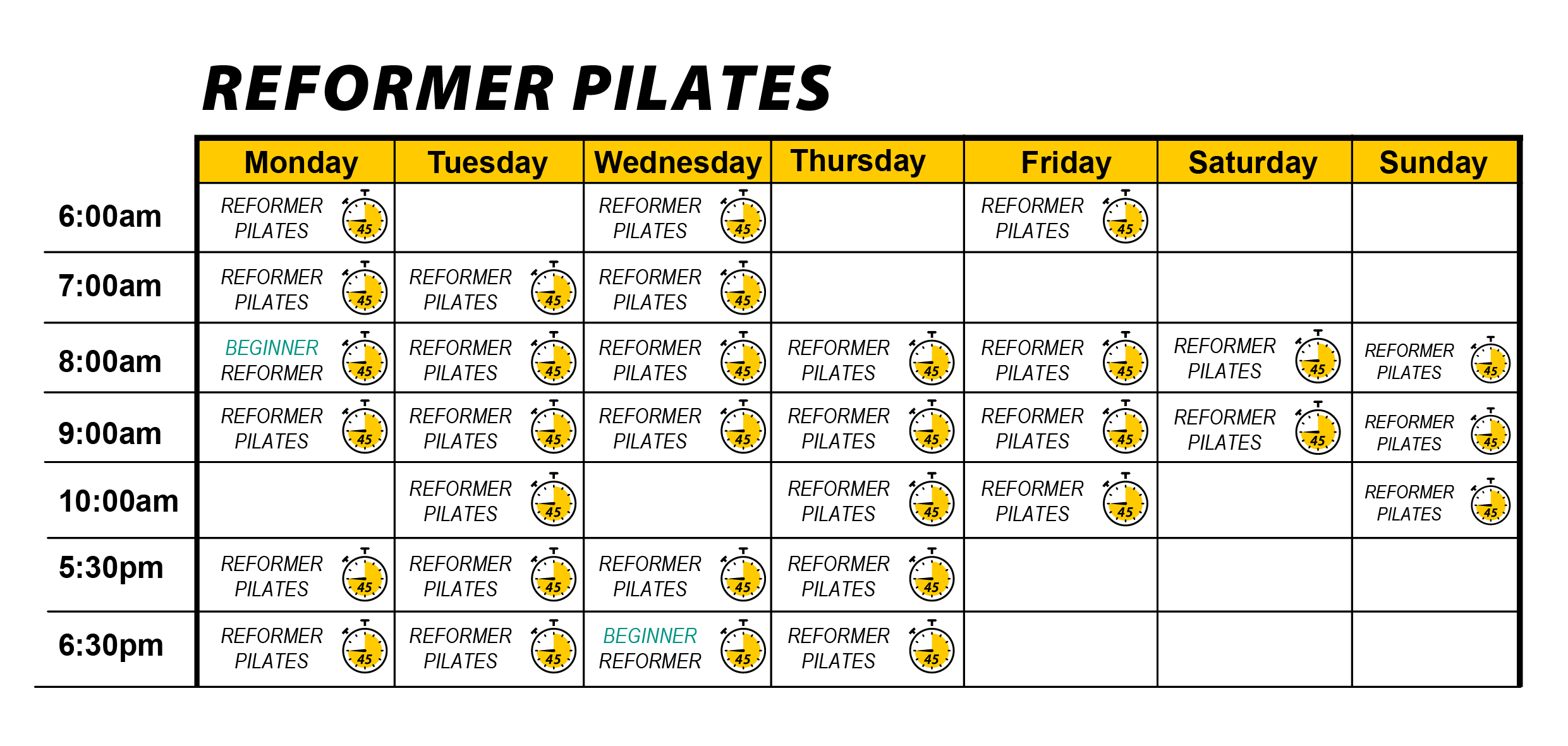 Reformers Pilate Classes